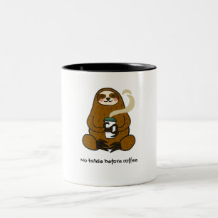 Brown Illustrated No Talkie Before Coffee Two-Tone Coffee Mug