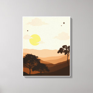 Brown Illustrated View Canvas Print