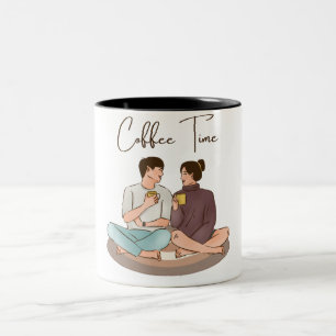 Brown Illustration Couple Mug