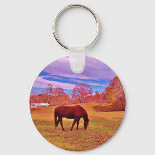> Brown in a dreamy coloured field Key Ring
