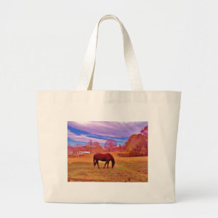 > Brown in a dreamy coloured field Large Tote Bag