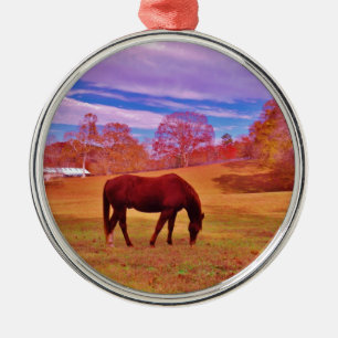 > Brown in a dreamy coloured field Metal Tree Decoration