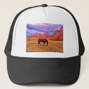 > Brown in a dreamy coloured field Trucker Hat