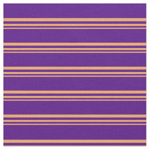 Brown & Indigo Coloured Lined Pattern Fabric