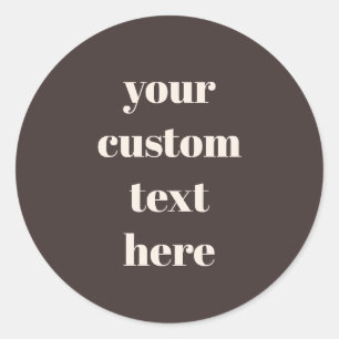 Brown Ivory Pink Your Text Here Wedding Custom Classic Round Sticker