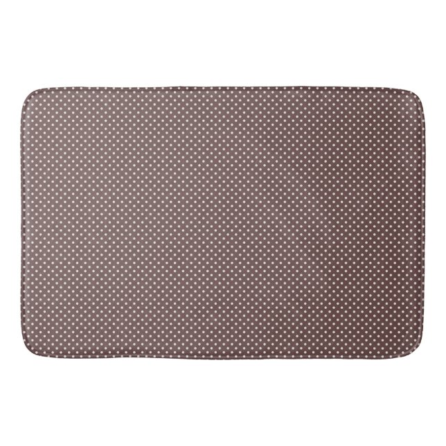 Brown Ivory Polka Dot Retro Bathroom Decor Bath Mat (Front)