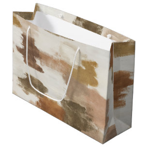 Brown Ivory Tan Cream Abstract Birthday Large Gift Bag