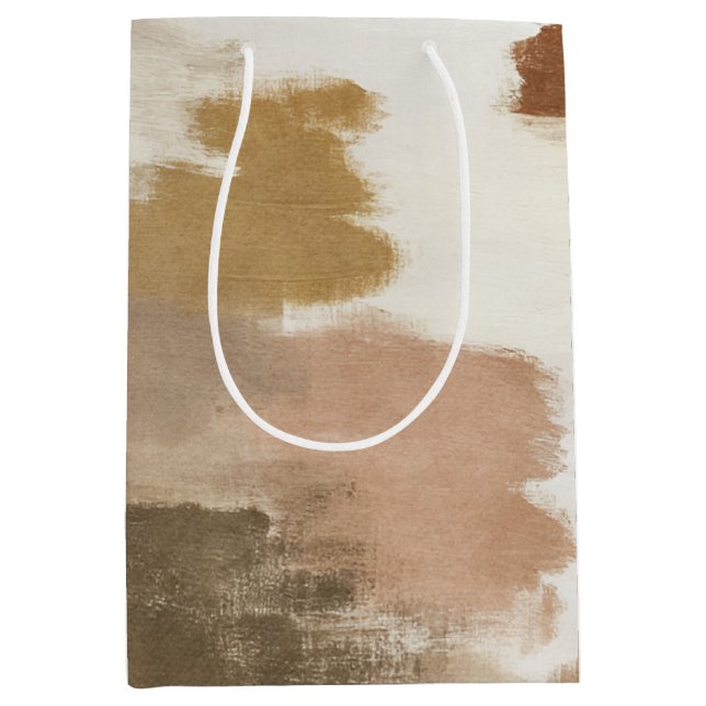 Brown Ivory Tan Cream Abstract Medium Gift Bag (Front)