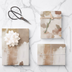 Brown Ivory Tan Cream Abstract Wrapping Paper Sheet