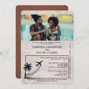 Brown Jamaica Passport Wedding Invitation