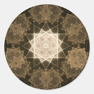 Brown Kaleidoscope Art Classic Round Sticker