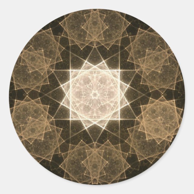 Brown Kaleidoscope Art Classic Round Sticker (Front)