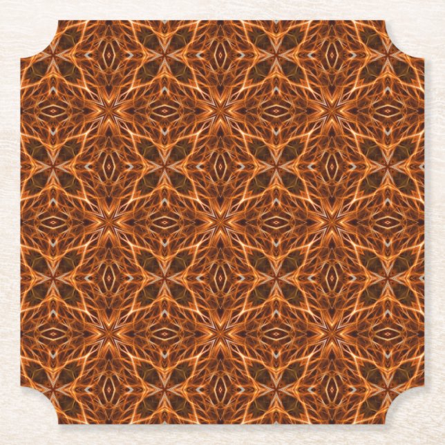 Brown Kaleidoscope Mandala Pattern-23100 Paper Coaster (Front)