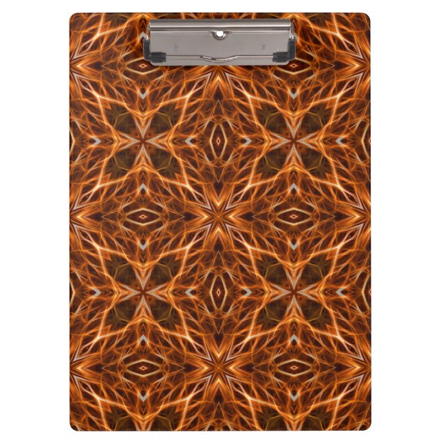 Brown Kaleidoscope Mandala Pattern Clipboard (Front)