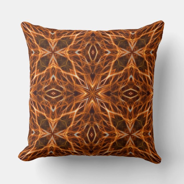 Brown Kaleidoscope Mandala Pattern  Cushion (Front)