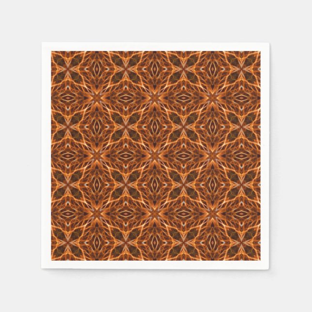 Brown Kaleidoscope Mandala Pattern Napkin (Front)