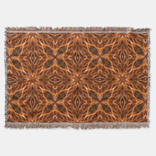 Brown Kaleidoscope Mandala Pattern Throw Blanket