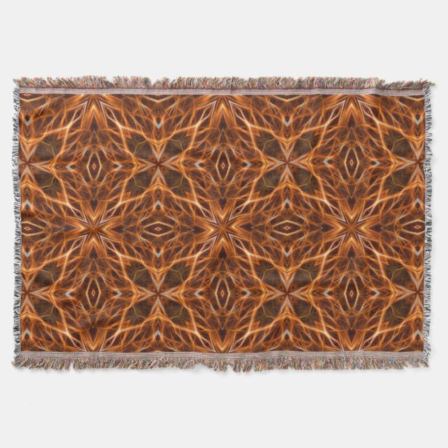 Brown Kaleidoscope Mandala Pattern  Throw Blanket (Front)