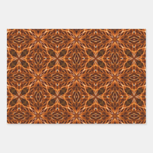 Brown Kaleidoscope Mandala Pattern Wrapping Paper Sheet