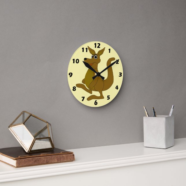 Brown Kangaroo Design Round Clock (Office)