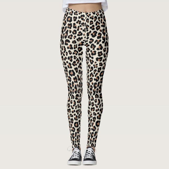 Brown Khaki Leopard Print Leggings & Yoga Pants (Front)