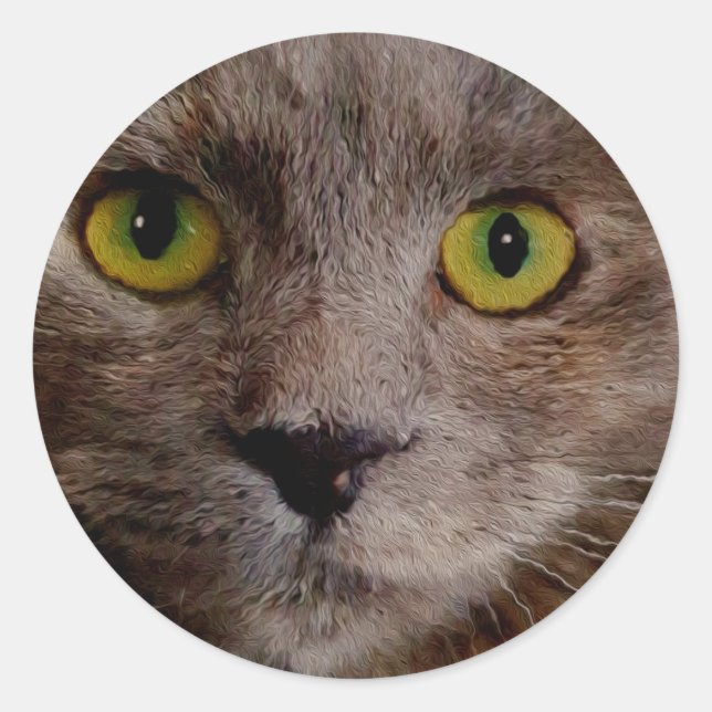 Brown Kitten Oil Paint, Round Stickers (Front)