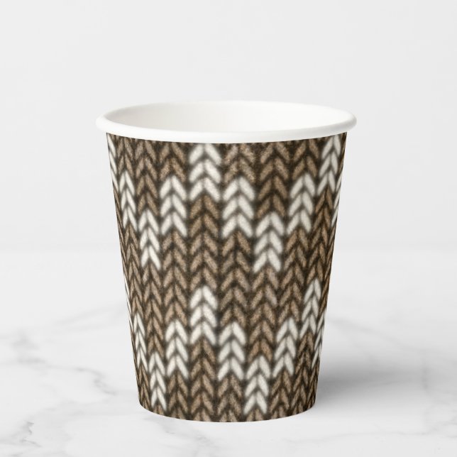 Brown Knit Pattern Paper Cup (Front)