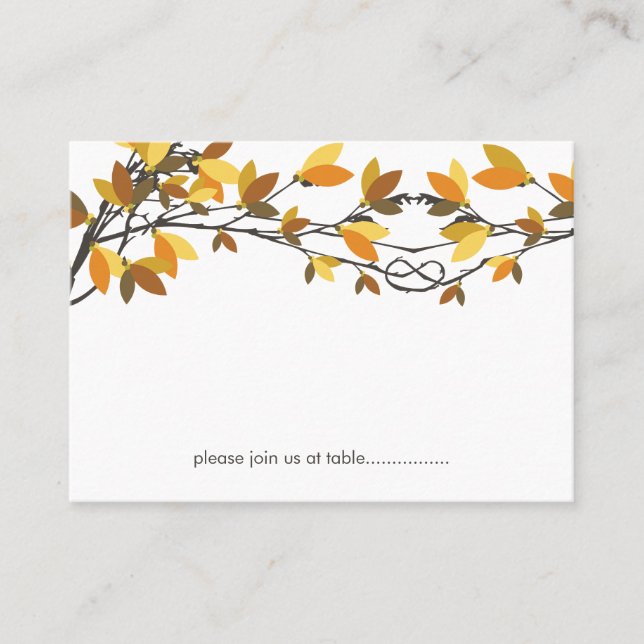 Brown Knotted Love Trees Fall Autumn Wedding Place Card (Front)