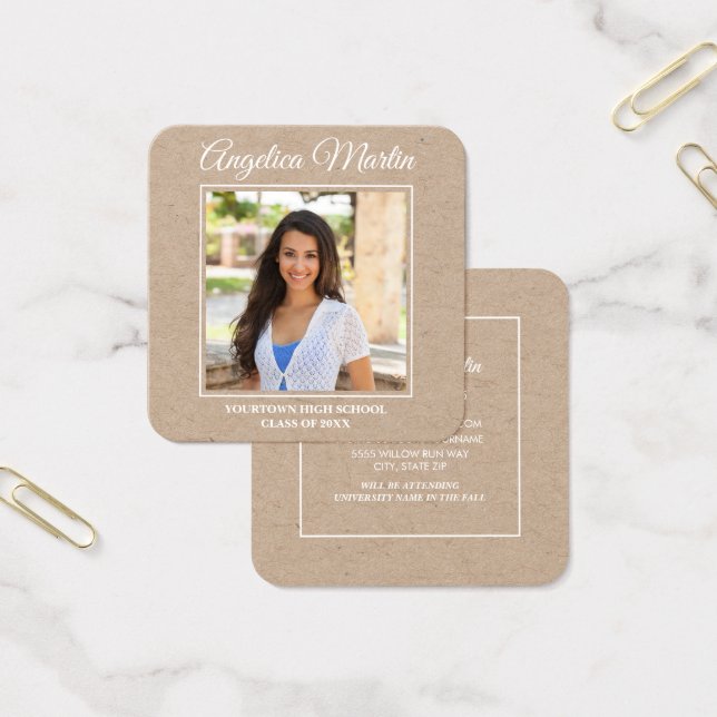 Brown Kraft Grad Square Vertical Photo Profile (Office)