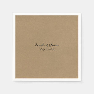 Brown Kraft Minimal Modern Wedding Napkin