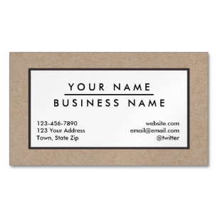 Brown Kraft Paper Background Printed Magnetic Business Card