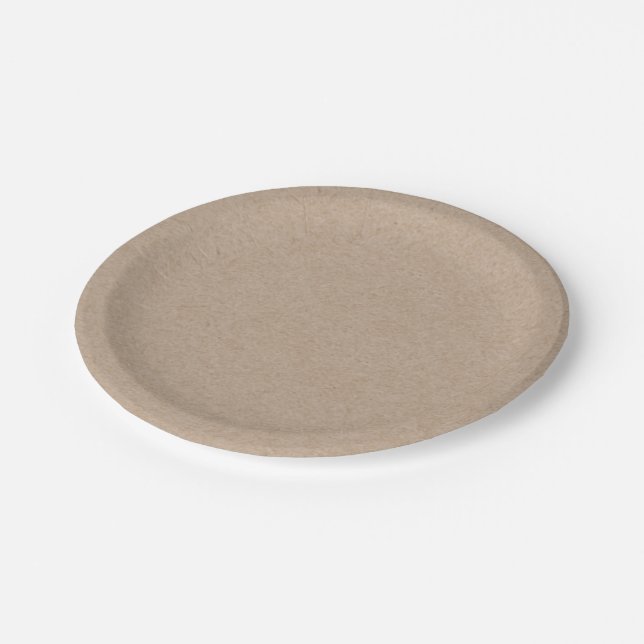 Brown Kraft Paper Background Printed Paper Plate (Angled)