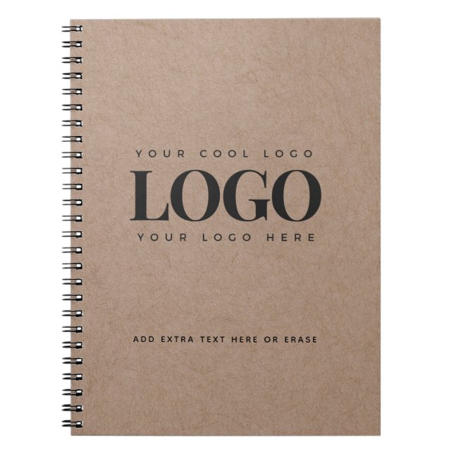 Brown Kraft Paper Look Round Logo Business Custom Notebook (Front)