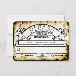 Brown Kraft Paper Mediaeval Typography Wedding RSV RSVP Card