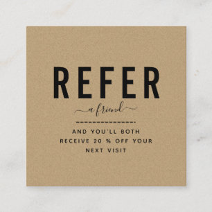 Brown Kraft Paper Modern & Minimalist Add Logo Referral Card