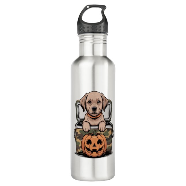 Brown Lab Dog Halloween Spooky 710 Ml Water Bottle (Front)