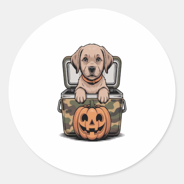 Brown Lab Dog Halloween Spooky Classic Round Sticker (Front)
