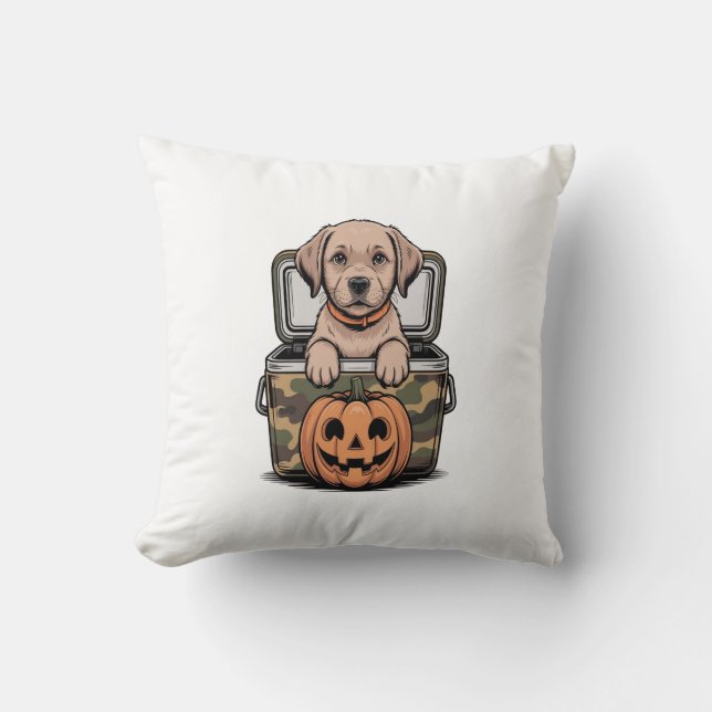 Brown Lab Dog Halloween Spooky Cushion (Front)