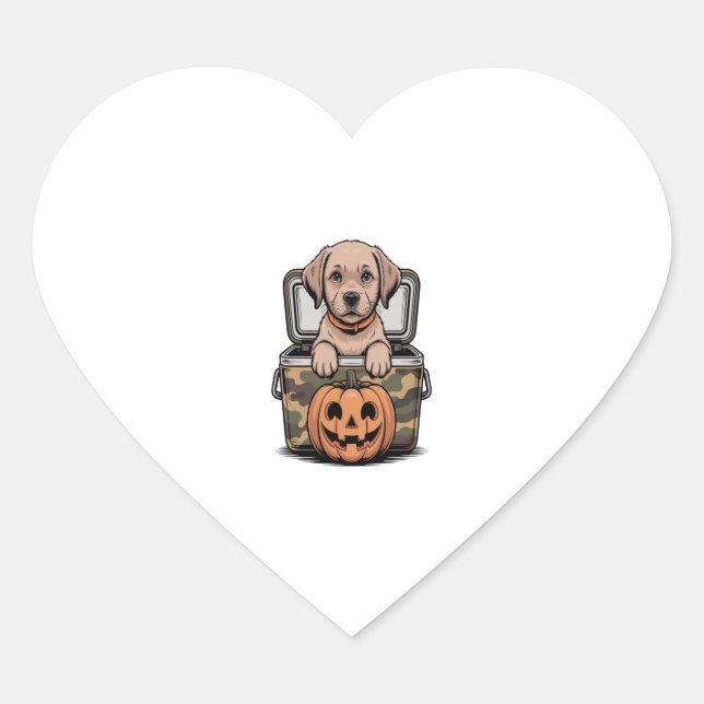 Brown Lab Dog Halloween Spooky Heart Sticker (Front)