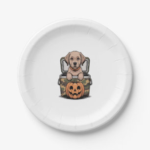 Brown Lab Dog Halloween Spooky Paper Plate