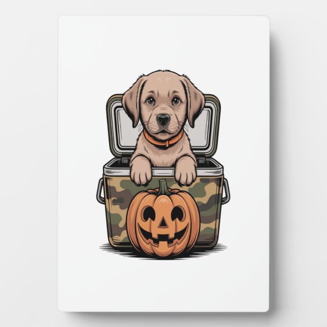 Brown Lab Dog Halloween Spooky Plaque (Front)