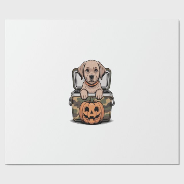 Brown Lab Dog Halloween Spooky Wrapping Paper (Flat)