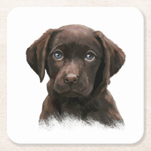Brown Lab Square Paper Coaster