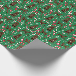 Brown Labradoodle Christmas dogs Wrapping Paper