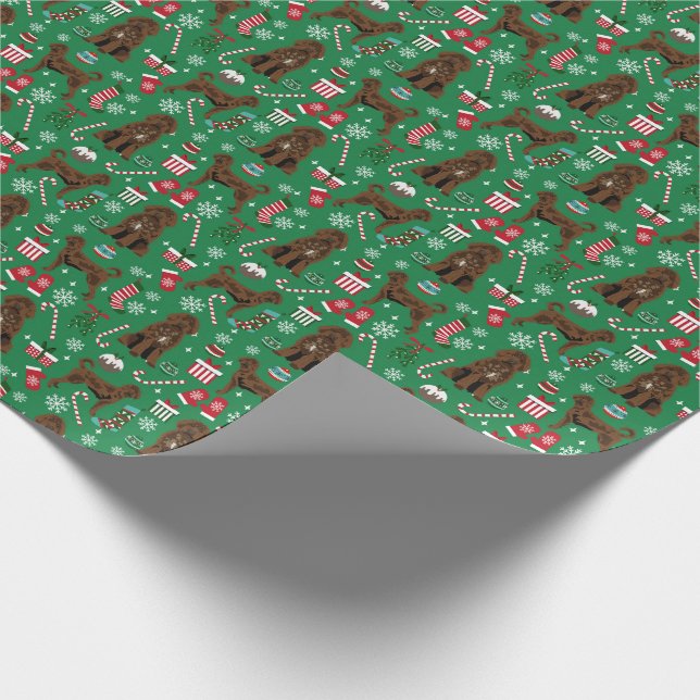 Brown Labradoodle Christmas dogs Wrapping Paper (Corner)