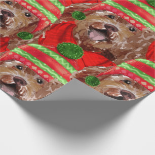 Brown Labradoodle Dog Lover Patterned Christmas Wrapping Paper