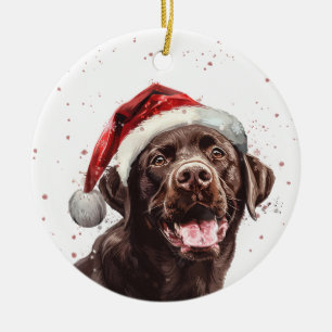 Brown Labrador Dog Christmas Personalized Ceramic Tree Decoration