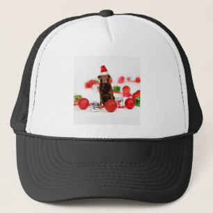 Brown Labrador Dog Christmas w Gifts Santa Hat
