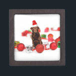 Brown Labrador Dog Christmas w Gifts Santa Hat Jewellery Box<br><div class="desc">A cute labrador dog sitting with Christmas ornaments and gifts wearing Santa hat. A perfect way to celebrate Christmas!</div>