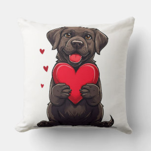🐶 Brown Labrador Dog Heart Throw Pillow Cute Gift